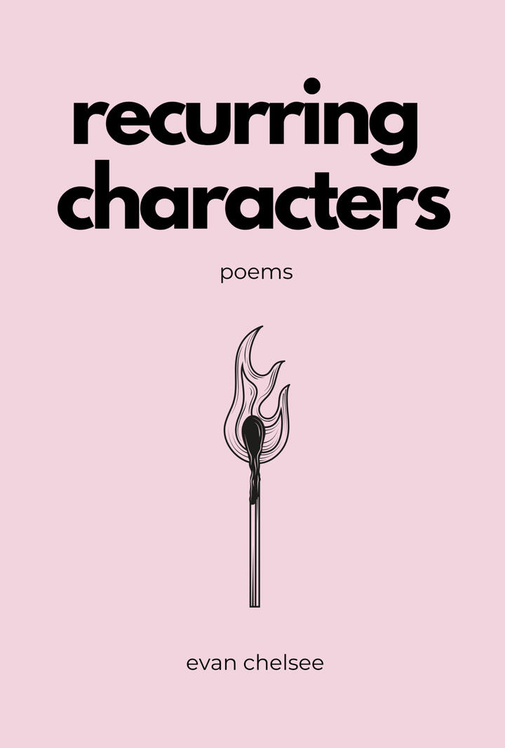 recurring characters by evan chelsee book cover - includes image of a burning match below the title text